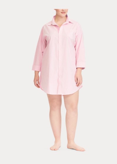 Camisa De Dormir Ralph Lauren Mujer Rosas Rayas - Striped Cotton - ETXUM0189